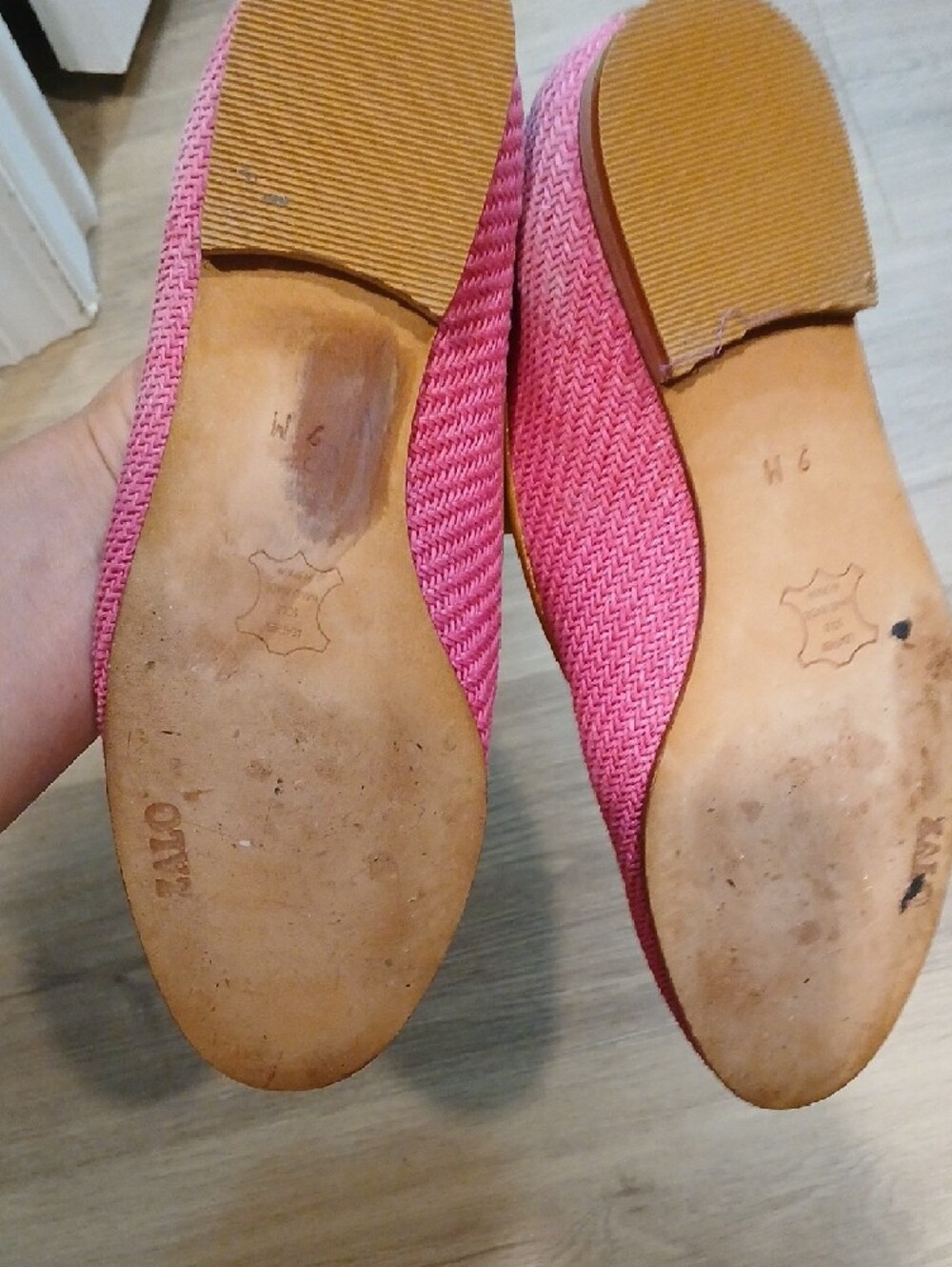 Zalo Coral Pink Woven Slip-On Flats. Made in Spain - Picture 4 of 9